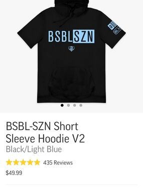 BSBL-SZN Short Sleeve Hoodie V2 - Black with Light Blue Logo